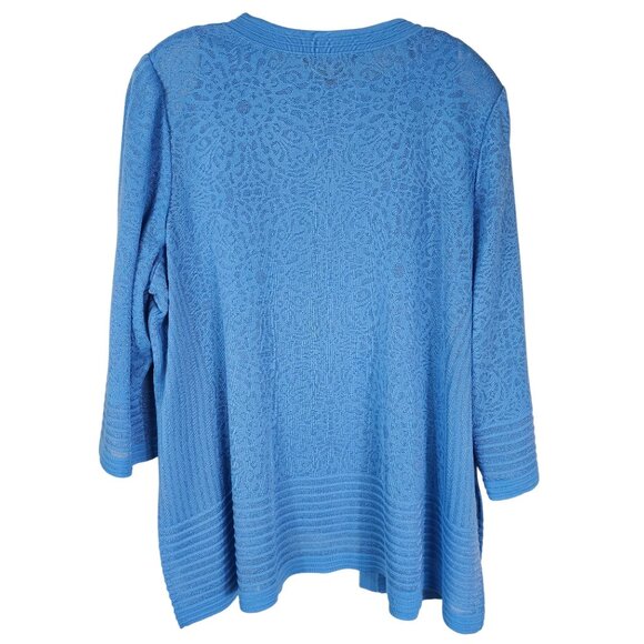 Ming Wang Sky Blue Burnout Jacket & Shell Set 2X/1X 3/4 Sleeve One Hook Luxury - Picture 2 of 15